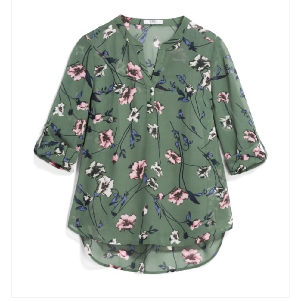 Q&A - Floral pattern green blouse
